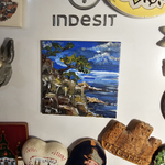 Магнит на холодильник "Сосны на Утесе", акрил, холст, 7,5х7,5см, лак, роспись