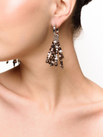 Серьги "Grain brown pearl brush" Silver