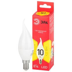 Лампочка светодиодная ЭРА RED LINE LED BXS-10W-827-E14 R E14 / Е14 10Вт свеча на ветру теплый белый свет | Лампы cветодиодные Свеча (B/C)