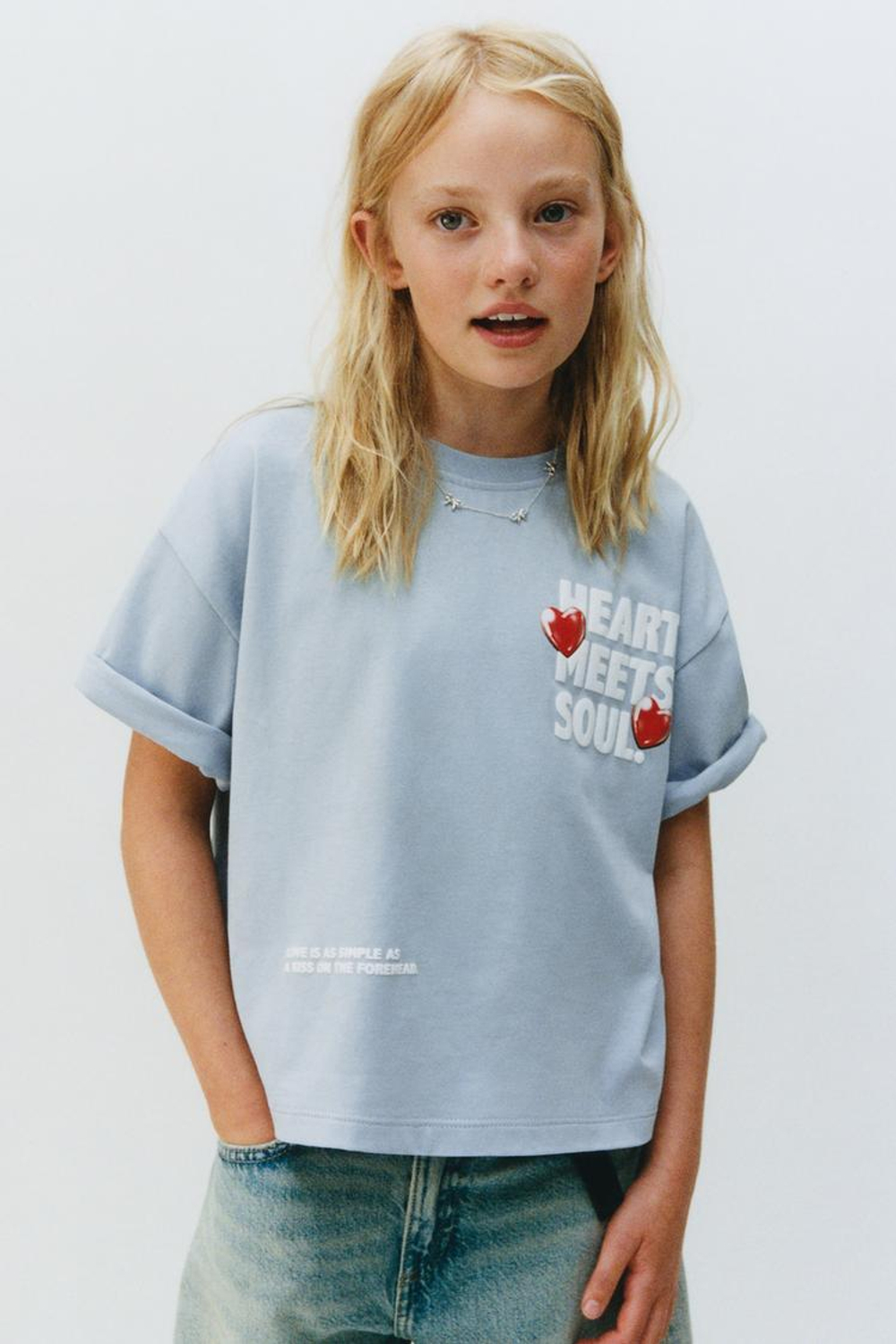 ZARA ФУТБОЛКА С РЕЛЬЕФНЫМ ПРИНТОМ, СИНИЙ