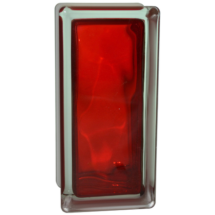 Стеклоблок Vitrablok Половинка Рубин Волна 19x9x8 - окрашенный внутри