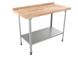 Стол кондитерский "Бизнес" СКБП, сплошная полка, береза, 1500х800х860 мм , c бортом