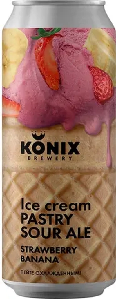 Пиво Коникс Айс Крим Клубника-Банан / Konix Brewery Ice Cream Strawberry-Banana 0.45 - банка