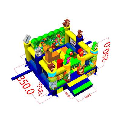 Коммерческий надувной батут «Попугайчики 2» без горки, размер 3,5*3,5*2,5 м