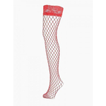 Чулки в крупную сетку с кружевной резинкой на силиконе Sense, S/M, красные