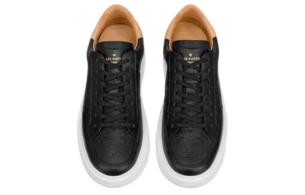 LOUIS VUITTON Beverly Hills Sneakers "Black Monogram With Caramel Top"