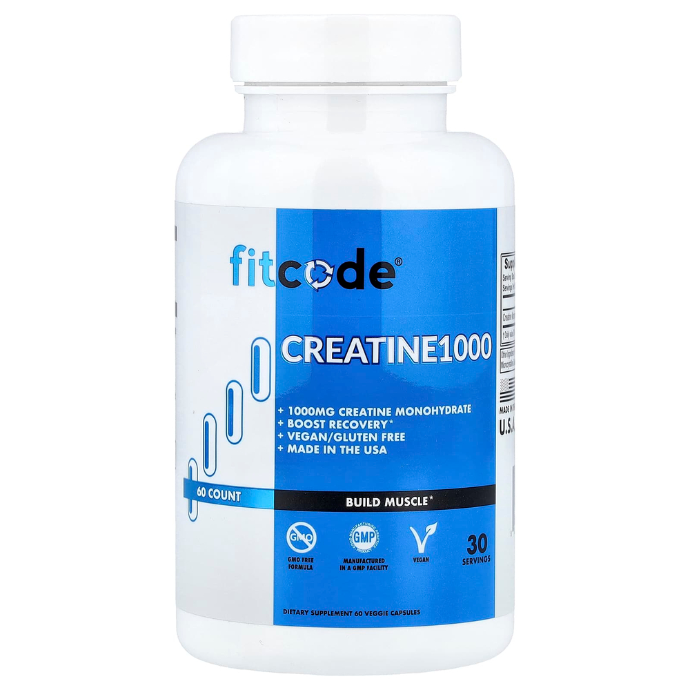 fitcode, Creatine1000, 60 растительных капсул (500 мг в 1 капсуле)