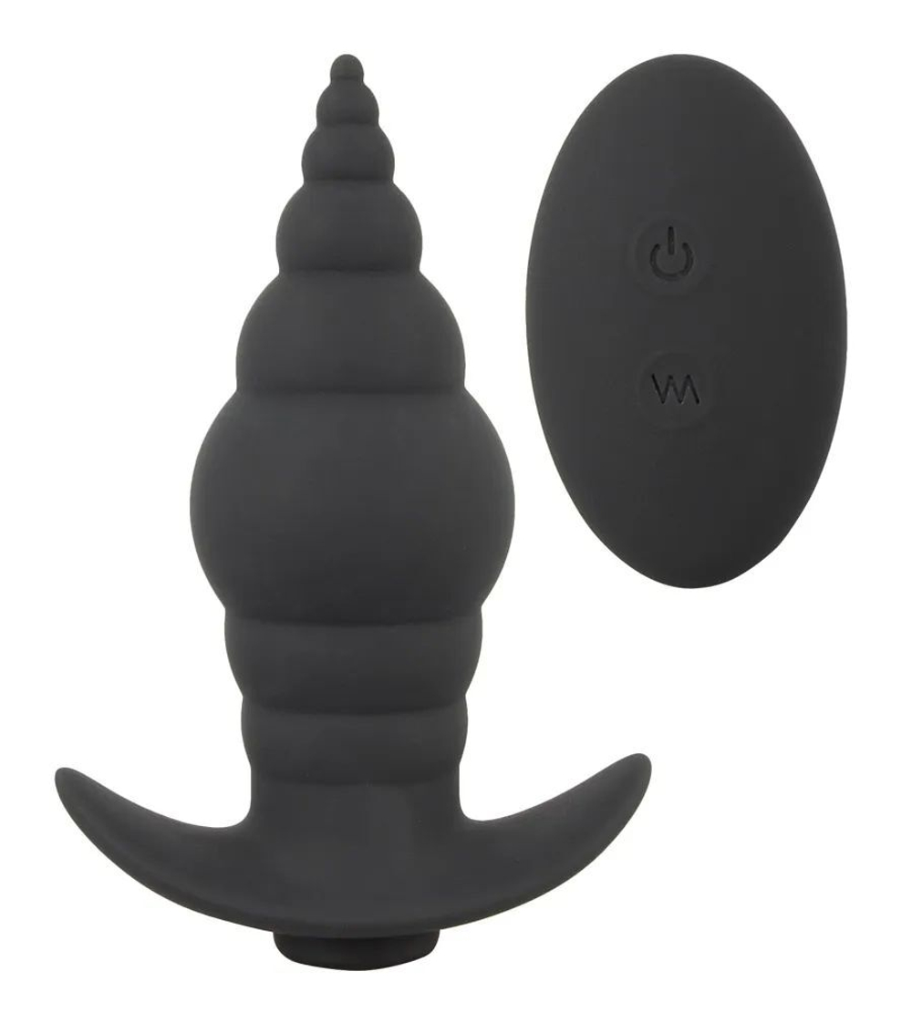 Черная анальная вибропробка RC Butt Plug - 9,6 см.