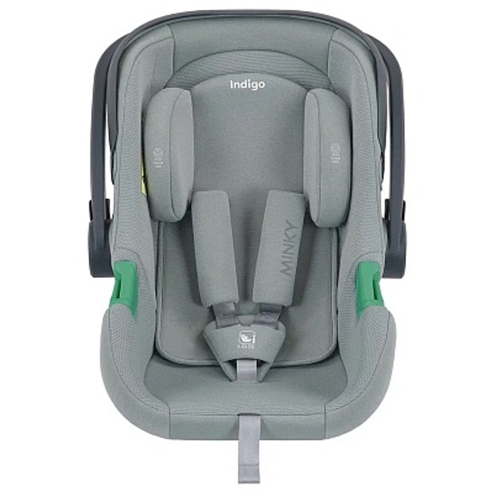 Автолюлька Indigo Minky I-Size с базой 0+ (40-87см) светло-серый
