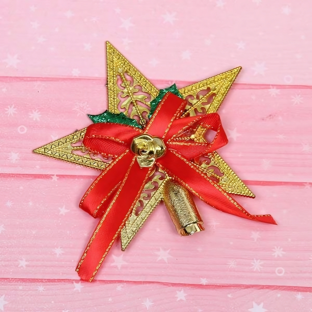 Верхушка на ёлку "Сияющая звезда" 10 см, золото (Серпантин)