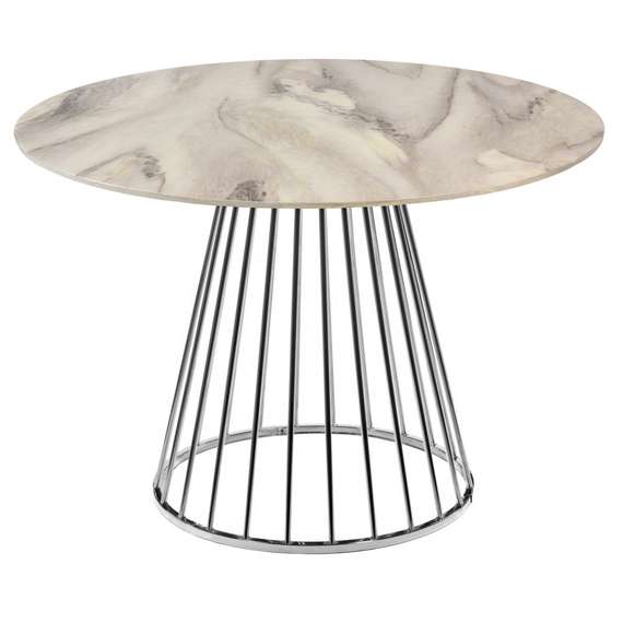 Стол Liverpool Ø100 см, белый мрамор с хромированными ножками