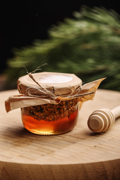 Мед с пыльцой / 110 гр / стеклобанка / Сладкий аромат