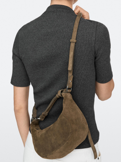 Massimo Dutti Сумка из натуральной кожи с металлической пряжкой, хаки