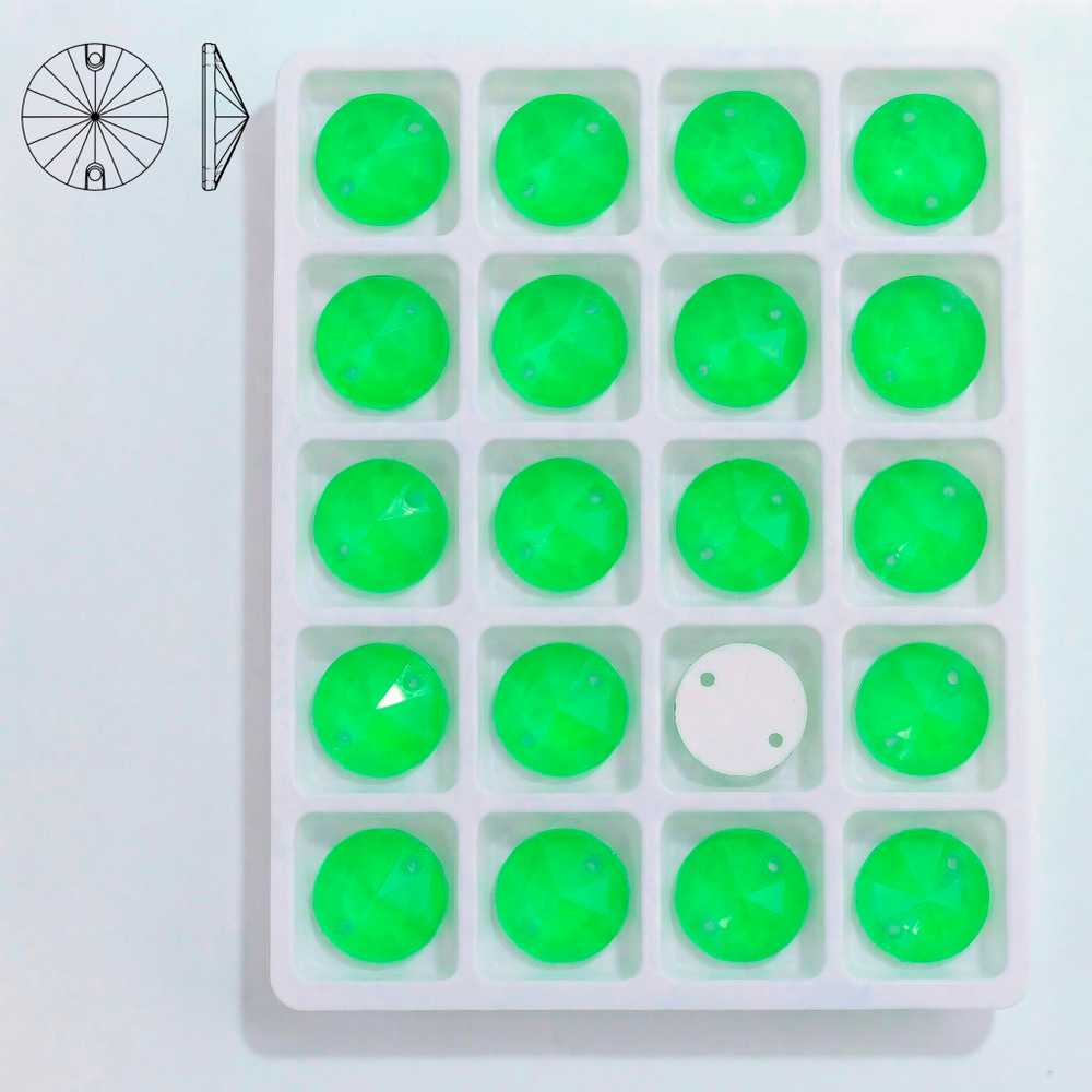 Стразы пришивные из стекла, цвет Neon Green, форма Rivoli