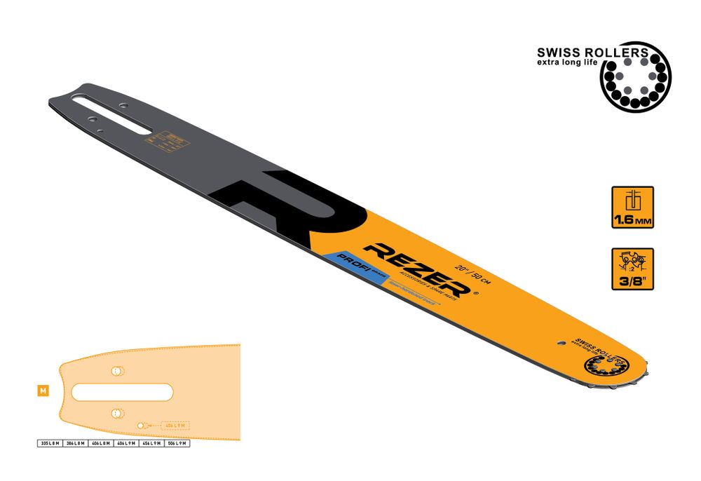 Rezer Profi 506 L 9 M Сварная многослойная направляющая шина для цепных пил