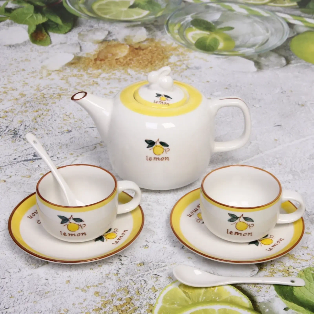 Чайный набор 5 предметов «Lemon classic» (чайник 500мл+2кружки+2блюдца)