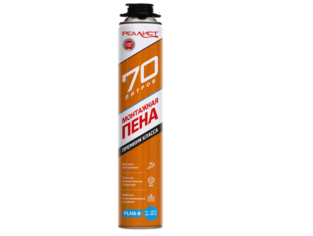 Пена монтажная REALIST PRO Orange 70 зима (12шт/уп.)