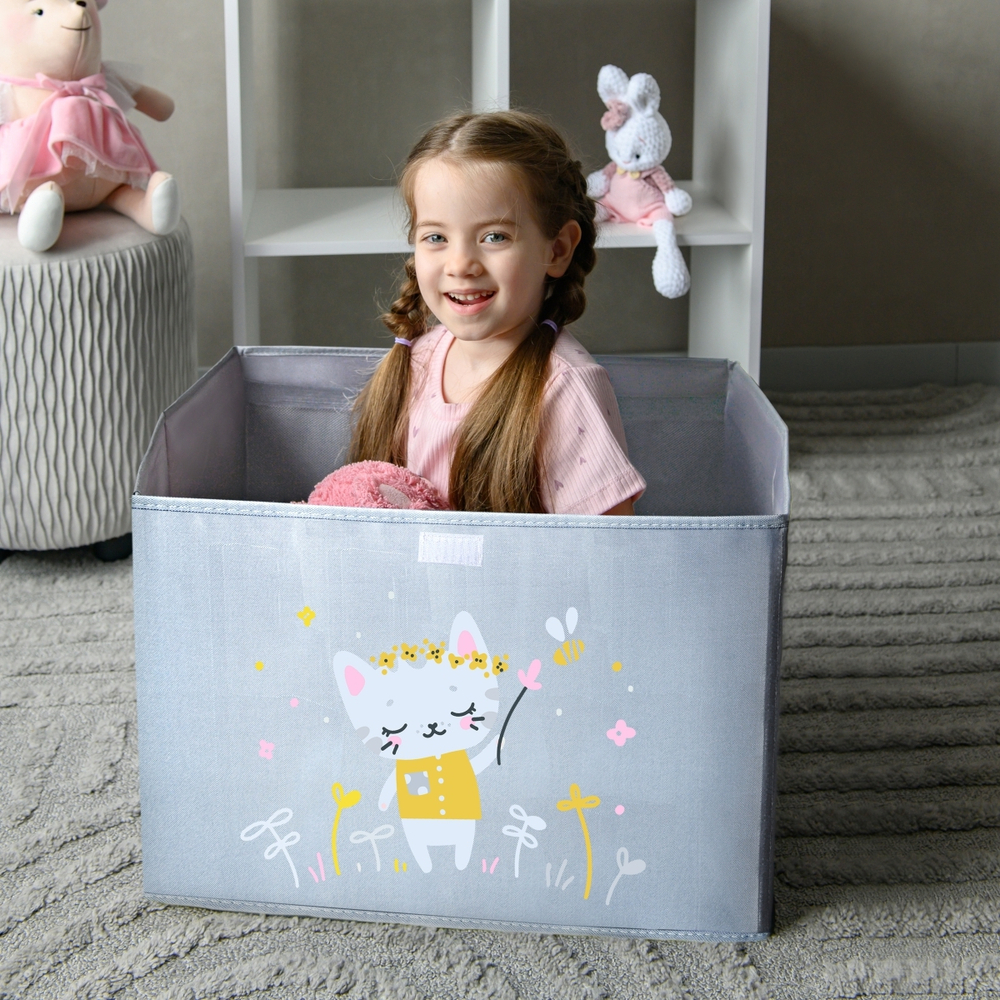 Коробка с крышкой для игрушек. Котик