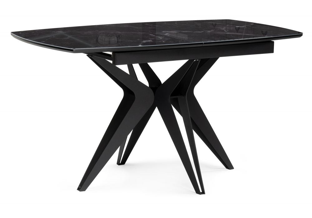Стол стеклянный Woodville Риполь 140(180)х80 черный мрамор, черный, ножки черные
