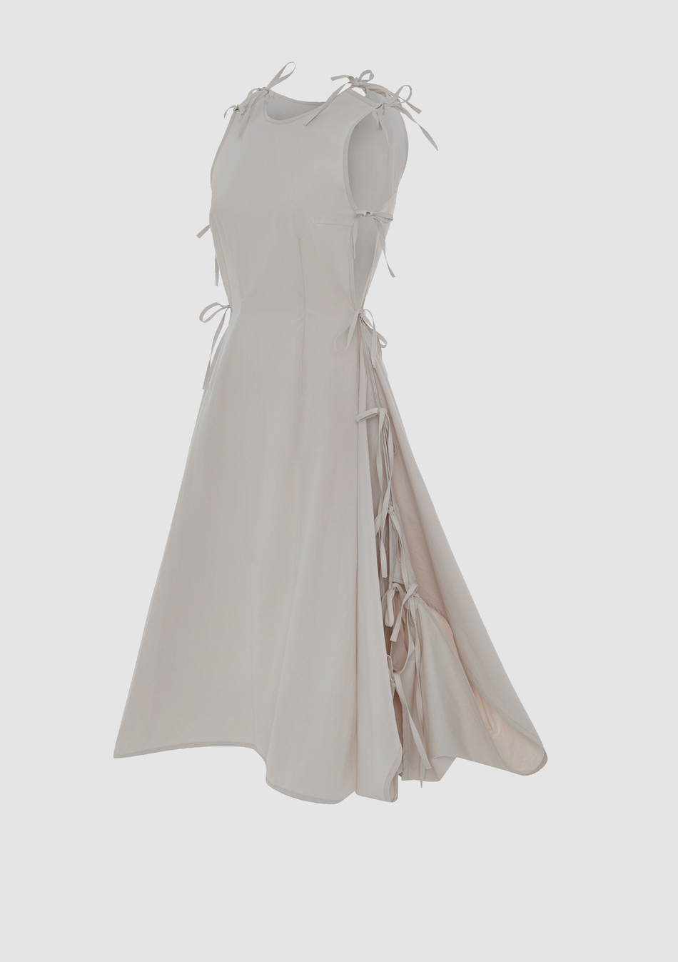 Платье на завязках серое