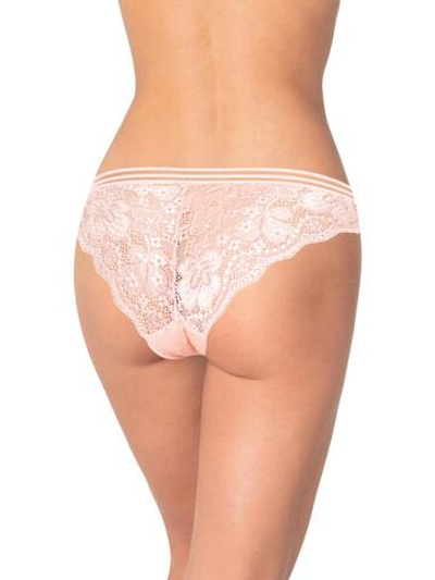 Трусики-бразилиана с ажурной задней частью (Размер: L) (Цвет: персиковый)