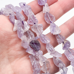 Аметист бусины, необработанный, размер около 8-11 мм, цена за набор 9-10 бусин (1/4 нити)