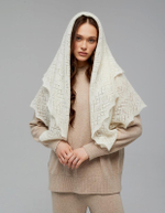 Оренбургский пуховый платок П4-110-02 экрю