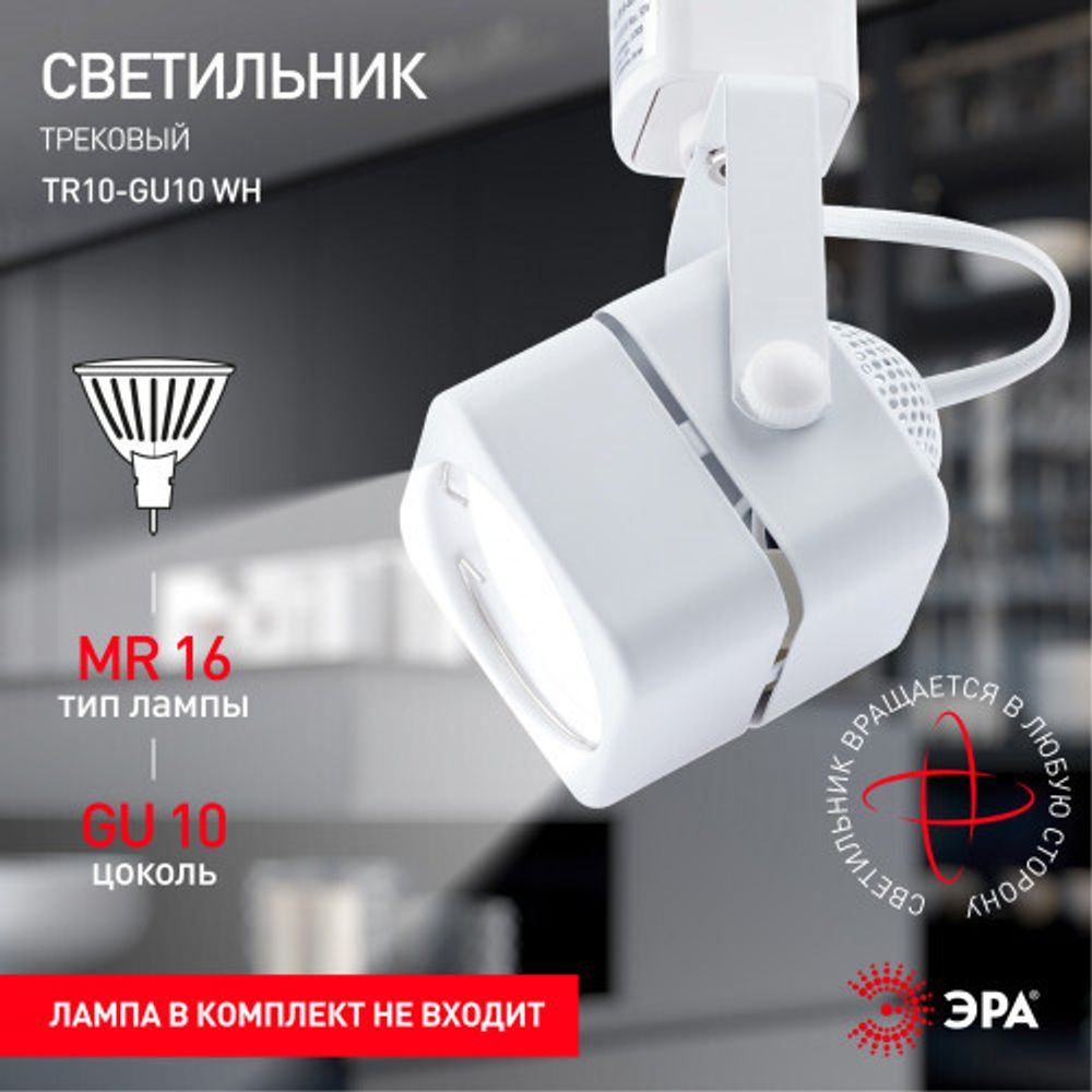 Трековый светильник однофазный ЭРА TR10-GU10 WH под лампу MR16 белый