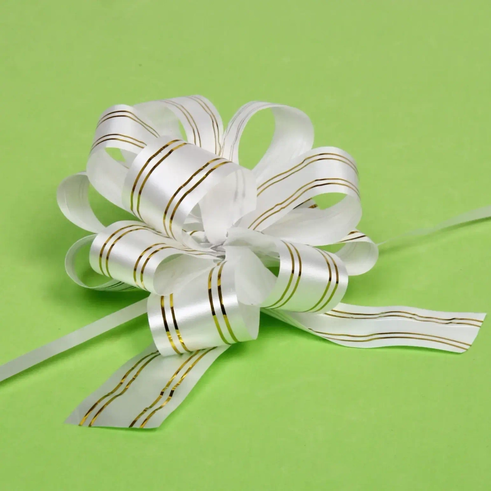 Бант для оформления подарка «Сияние» 3 см, d-11 см, Белый