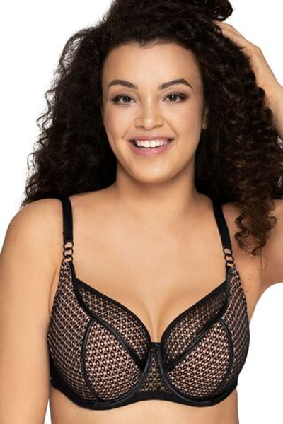 Бюстгальтер на косточках с эффектом перфорации (Размер: 90D) (Цвет: черный)