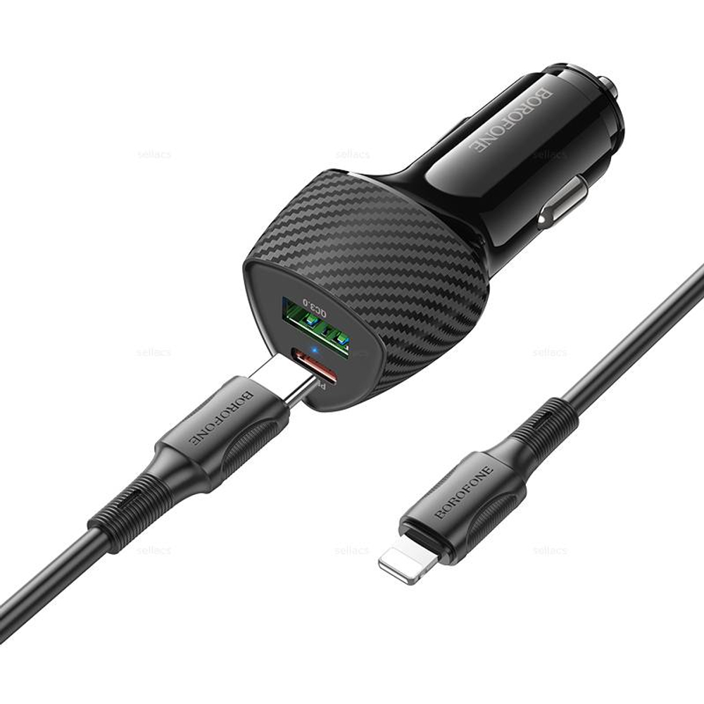 Автомобильное зарядное устройство Для Lightning Borofone BZ31C PD30W USB-A + USB-C QC3.0 (black)