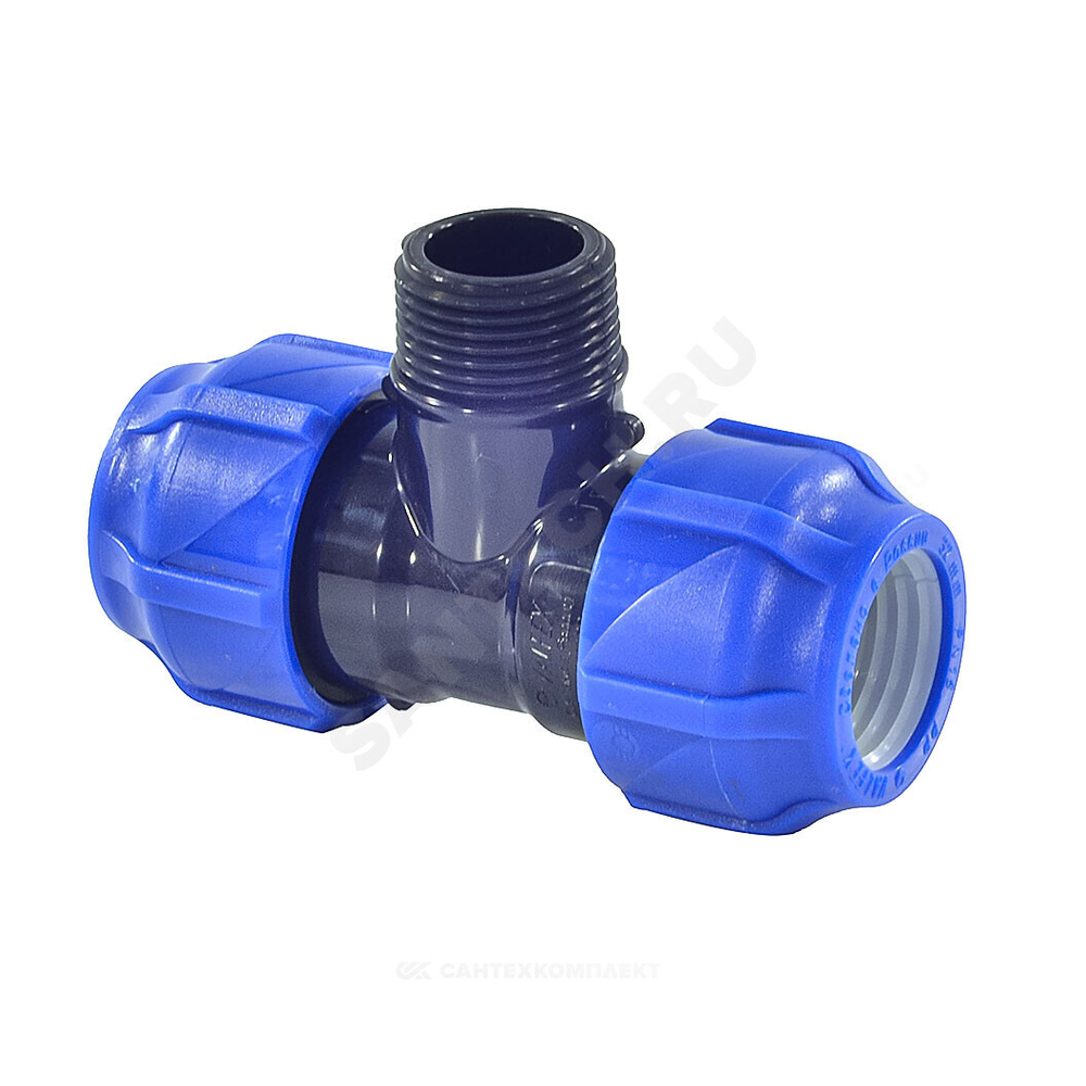 Тройник компрессионный ПЭ Дн 20х1/2"х20 НР Ру16 VALFEX 1210022001220