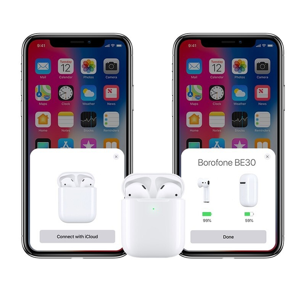 Беспроводные наушники TWS BOROFONE BE30 AirPod 2 (белый)
