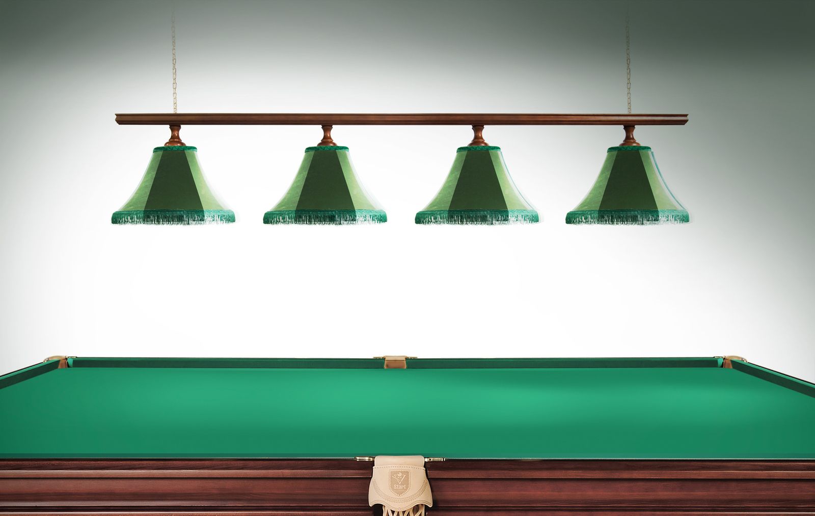 Лампа Классика 2 4пл. ясень (№1,бархат зеленый,бахрома желтая,фурнитура золото) фото №2