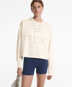 Oysho Толстовка мягкая на ощупь с перекрещивающимися шнурками и модалом, бежевый