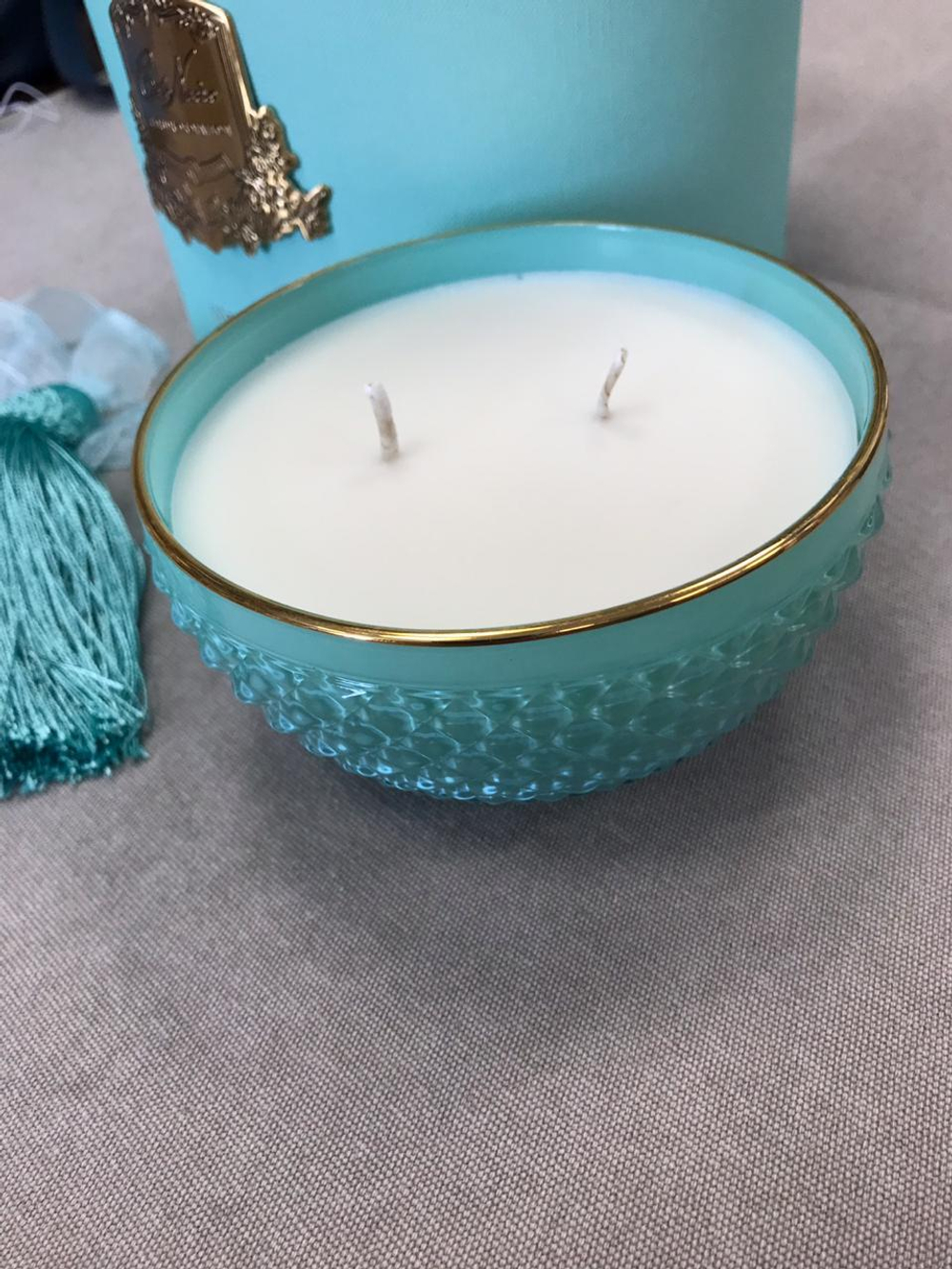 Свеча 185г в бирюзовом стаканчике Cote Noire Blue Round Art Deco