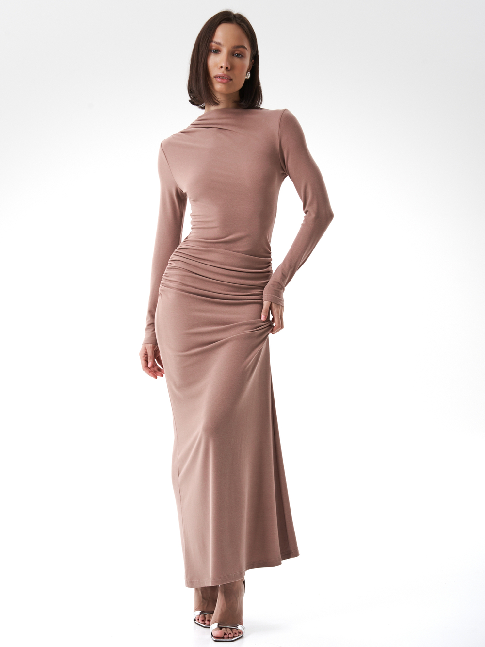 Платье вечернее праздничное длинное с драпировкой