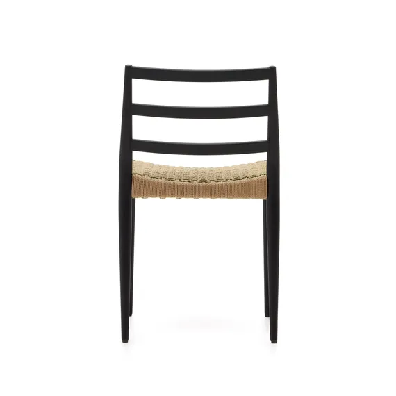 Стул Analy из массива дуба с черной отделкой и сиденьем из 100% веревки