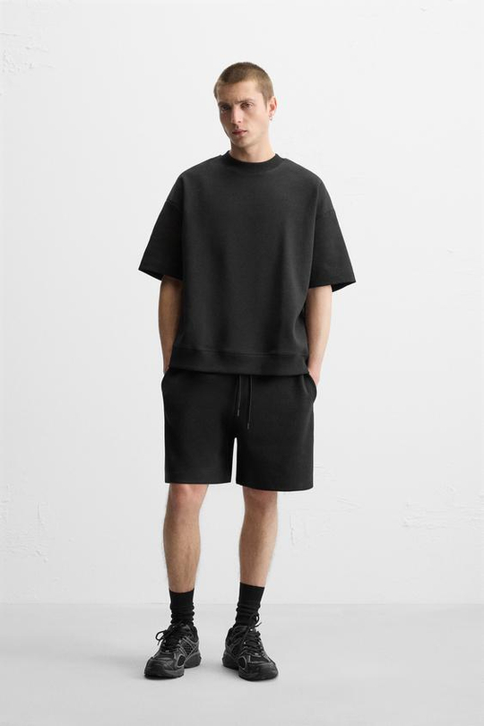 ZARA ТОЛСТОВКА INTERLOCK ИЗ РЕЛЬЕФНОЙ ТКАНИ, ЧЕРНЫЙ