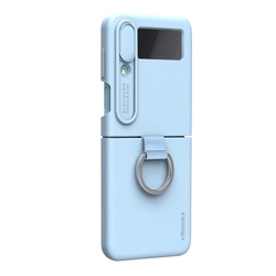 Чехол синего цвета покрытые шелковистым силиконом от Nillkin для Samsung Galaxy Z Flip 4 5G, серия CamShield Silky Silicone