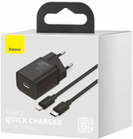 КОМПЛЕКТ СЗУ BASEUS SUPER SI TZCCSUP-B01 3A 20W TYPE-C ПОРТ С КАБЕЛЕМ TYPE-C-LIGHTNING, ЧЕРНЫЙ