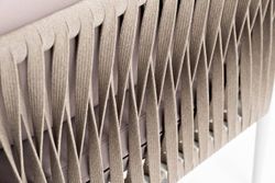 "Касабланка" диван модульный плетеный из роупа, каркас алюминий, роуп серо-коричневый 23мм, ткань бежевая 052