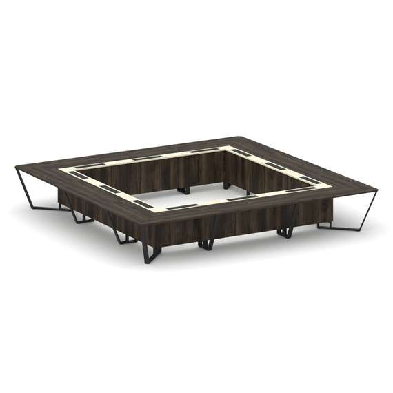 Steel Meet Стол переговорный квадратный KMK-PR.B.SP-24K Дуб Мали/Ваниль Глянец/Металл Черный 4800*48