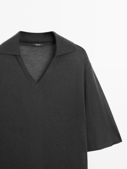 Massimo Dutti Свитер оверсайз из смесовой шерсти и шелка, свинцовый