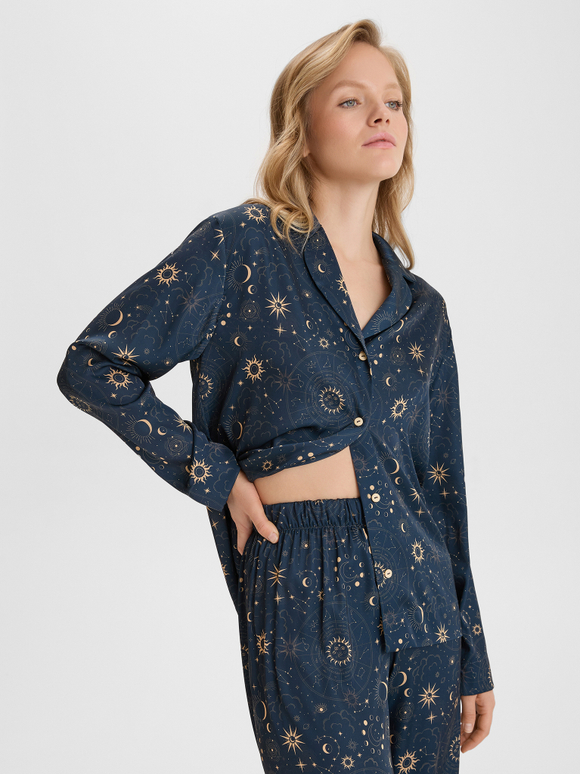 Брюки из натурального шелка с созвездиями