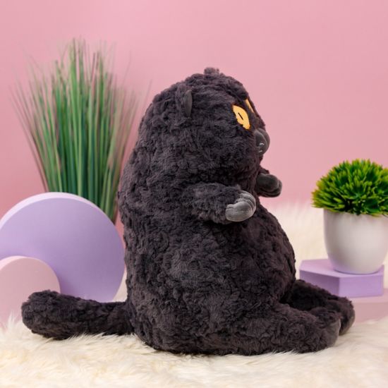 Мягкая игрушка "Смотрящий Кот", черный, 40 см