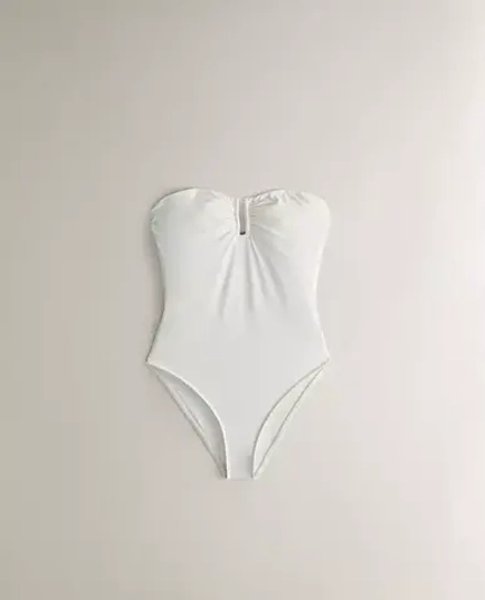 ZARA HOME КУПАЛЬНИК С ВЫРЕЗОМ В ВИДЕ СЕРДЕЧКА, ЭКРЮ