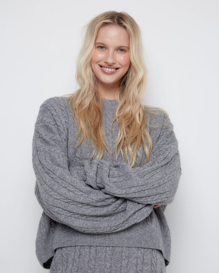 Джемпер из смесового кашемира косы светло-серый