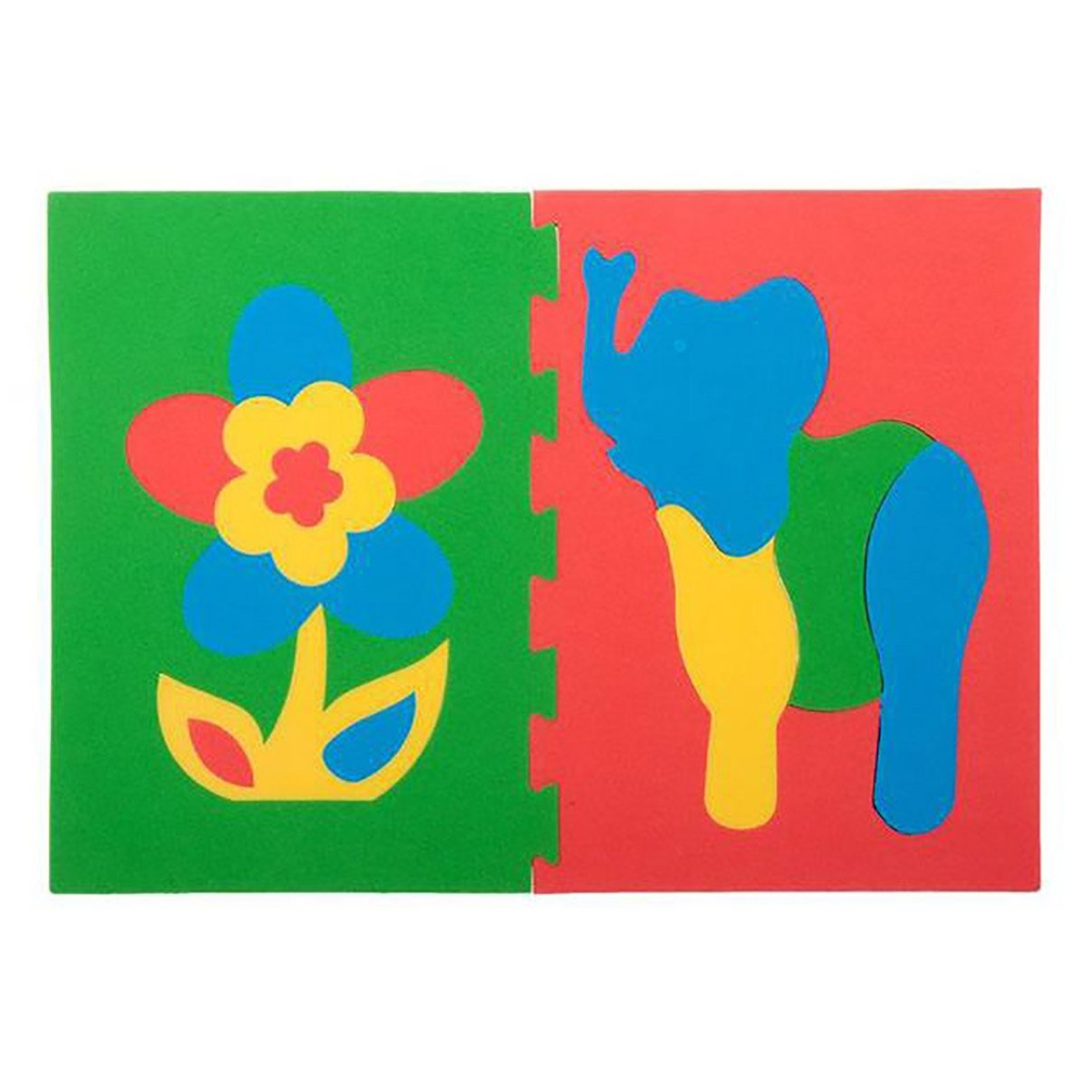 Пазлы мягкие магнитные, 300 х 210 мм, "Слон+Цветок", 3 +, 13 элементов, для игры в ванной и на холодильник, пакет с европодвесом