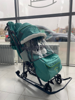 Коляска комбинированная (санки - коляска) «Ника Детям 7-7» джинс зеленый (арт. НД7-7/3)